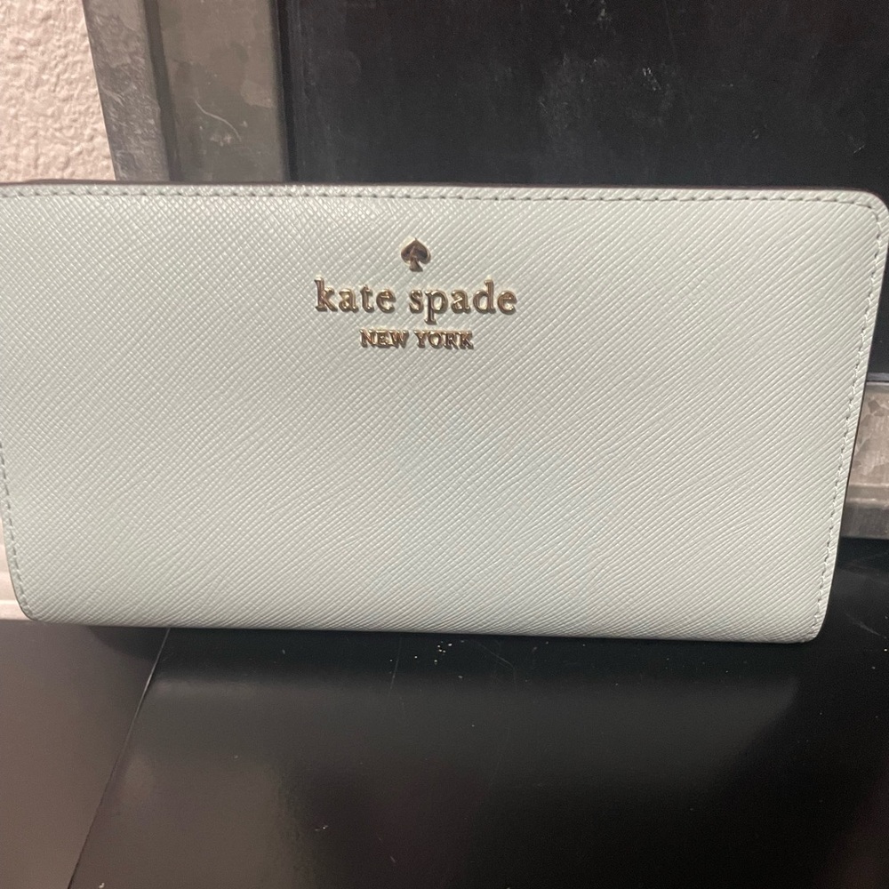 Kate Spade Blue Wallet with Gold Details